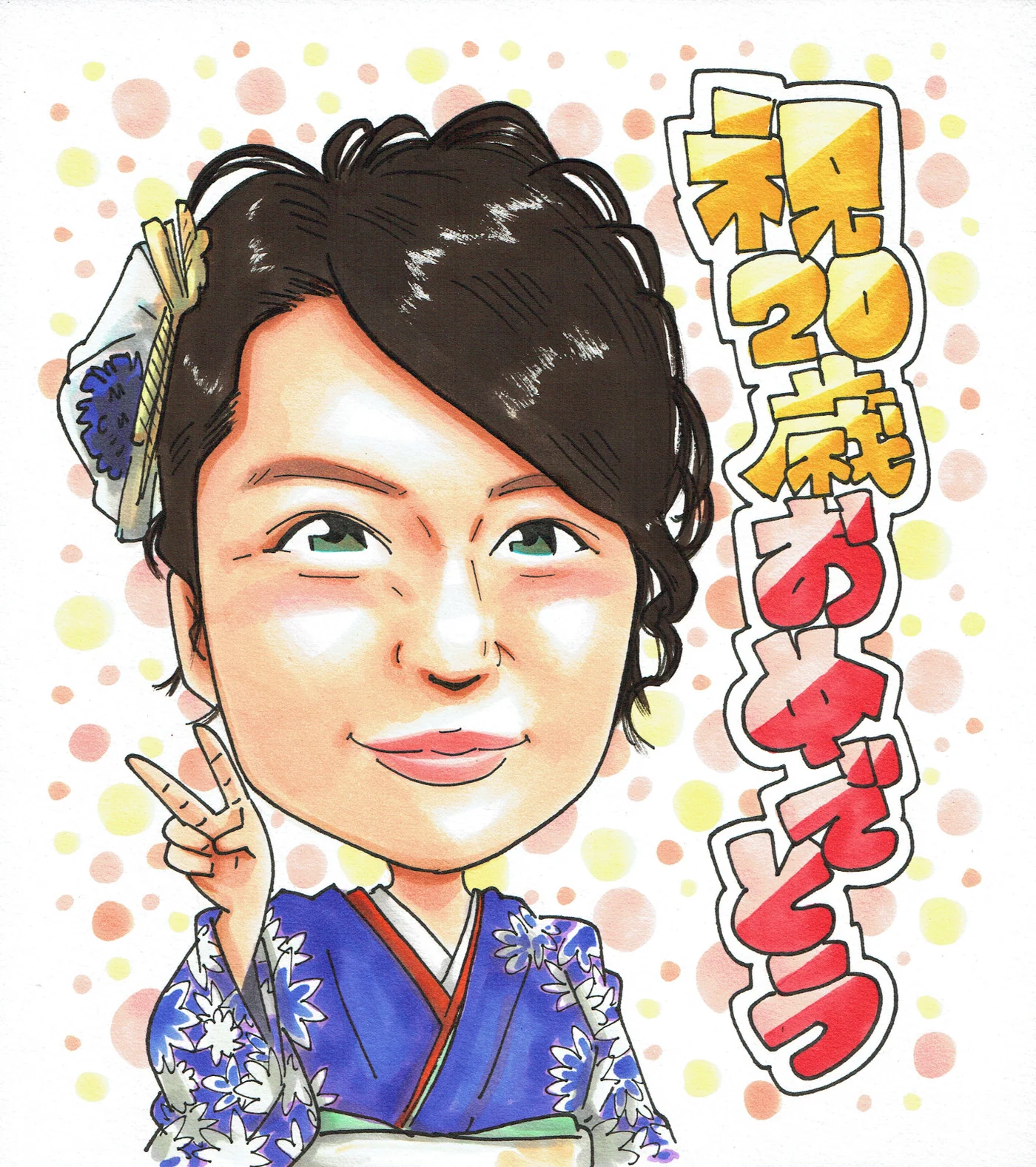 誕生日や記念日に贈られた手描き似顔絵の制作例